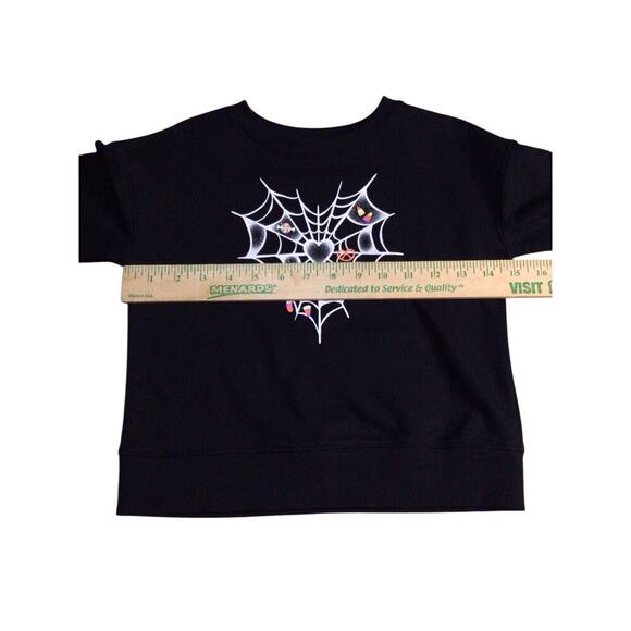 Girls Long Sleeve Black Spider Web Sparkle Heart Halloween Sweatshirt XS 4/5 - Picture 6 of 7